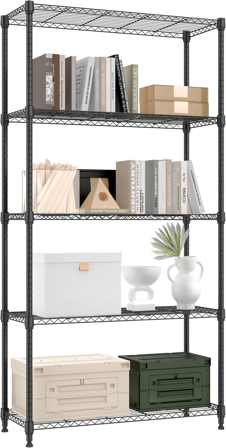1250 lbs 5 Tier Shelf Metal Storage Shelves Shelving Wire Rack Heavy Duty Closet Organizers for