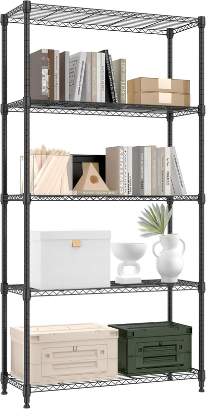1250 lbs 5 Tier Shelf Metal Storage Shelves Shelving Wire Rack Heavy Duty Closet Organizers for