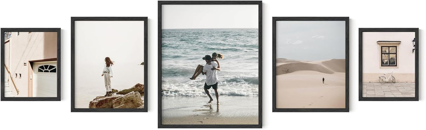 HAUS AND HUES Photo Gallery Wall Frame Set - Set of 5 Black Frames for Gallery Wall, Gallery Wall