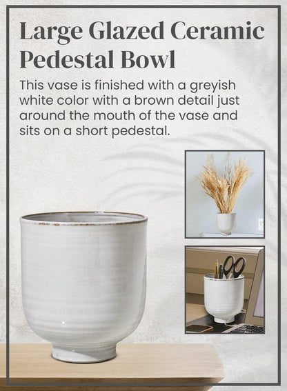 Serene Spaces Living Large Glazed Ceramic Pedestal Bowl- Centerpiece for Vintage Weddings, Events