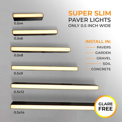 LUMENGY Paver Light Slim 0.5x16 Inch Glare-Free 2700K Warm White, Steel Brick Lighting for Pavers