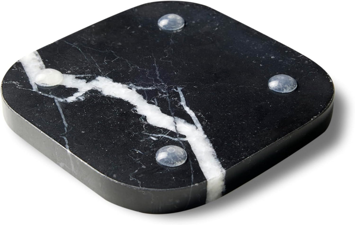 Italian 100% Marble Coasters – Set of 4 – Square Modern Bar Coasters for Drinks, Coffee –Stone