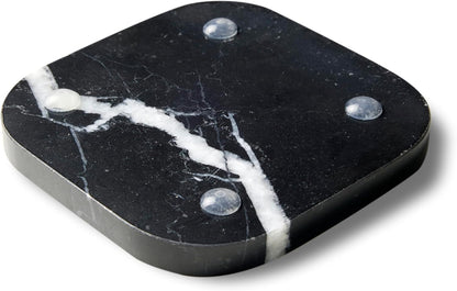 Italian 100% Marble Coasters – Set of 4 – Square Modern Bar Coasters for Drinks, Coffee –Stone