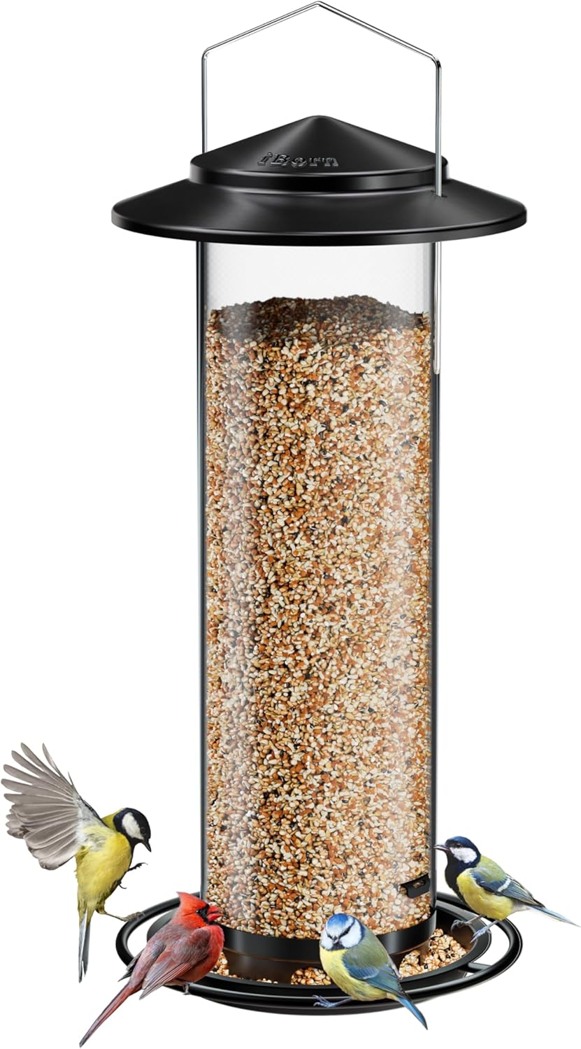 iBorn Metal Bird Feeder for Outside Hanging,Wild Bird Feeders for Cardinal,18cm Large