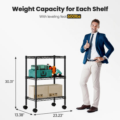 DUMOS 3-Tier Metal Storage Shelves, Wire Shelving, 23.1" W