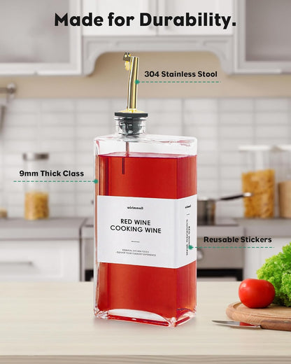 Olive Oil Dispenser For Kitchen, Glass Oil Bottle 500ML Oil And Vinegar Dispenser Set Of 4 with 4