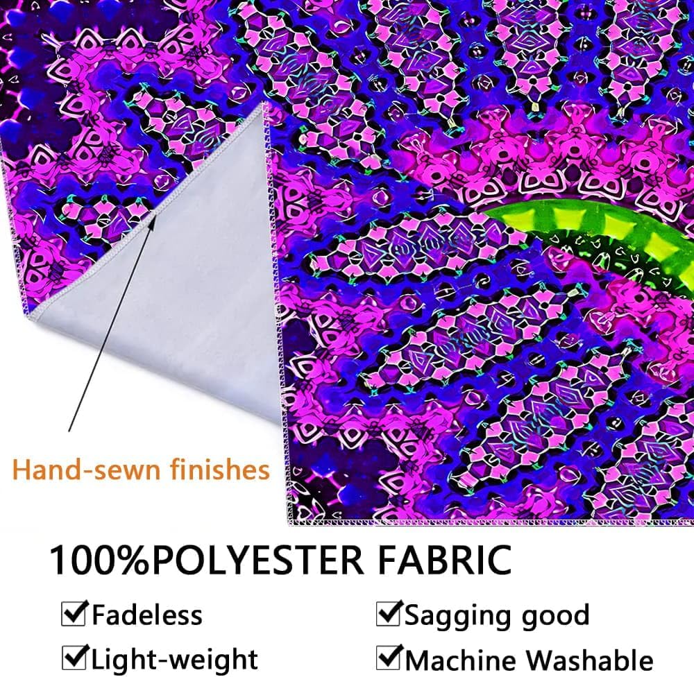 Blacklight Mandala Tapestry for Bedroom, Black Light Posters for Adults and Teens, Red UV Reactive