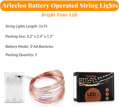 Led Fairy Lights Battery Operated, 1 Pack Mini Battery Powered Copper Wire Starry Fairy Lights for