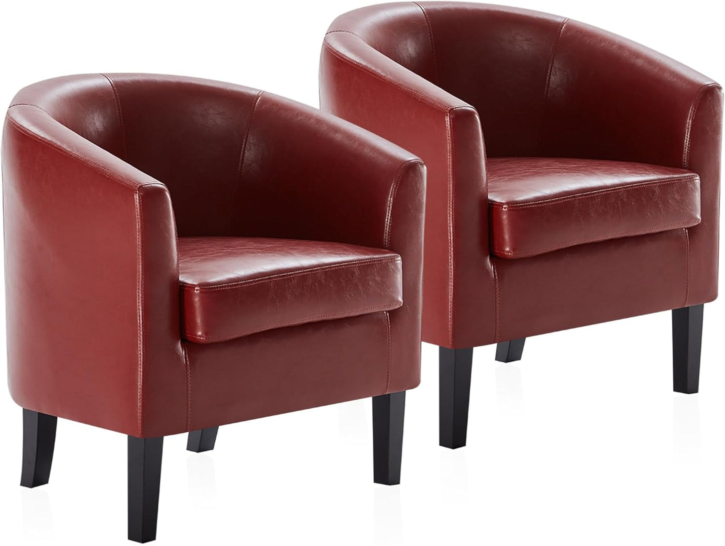 BELLEZE Accent Barrel Chair,Set of 2 Round Chair Club Tub Sofa Corner Chair with Flared Legs and