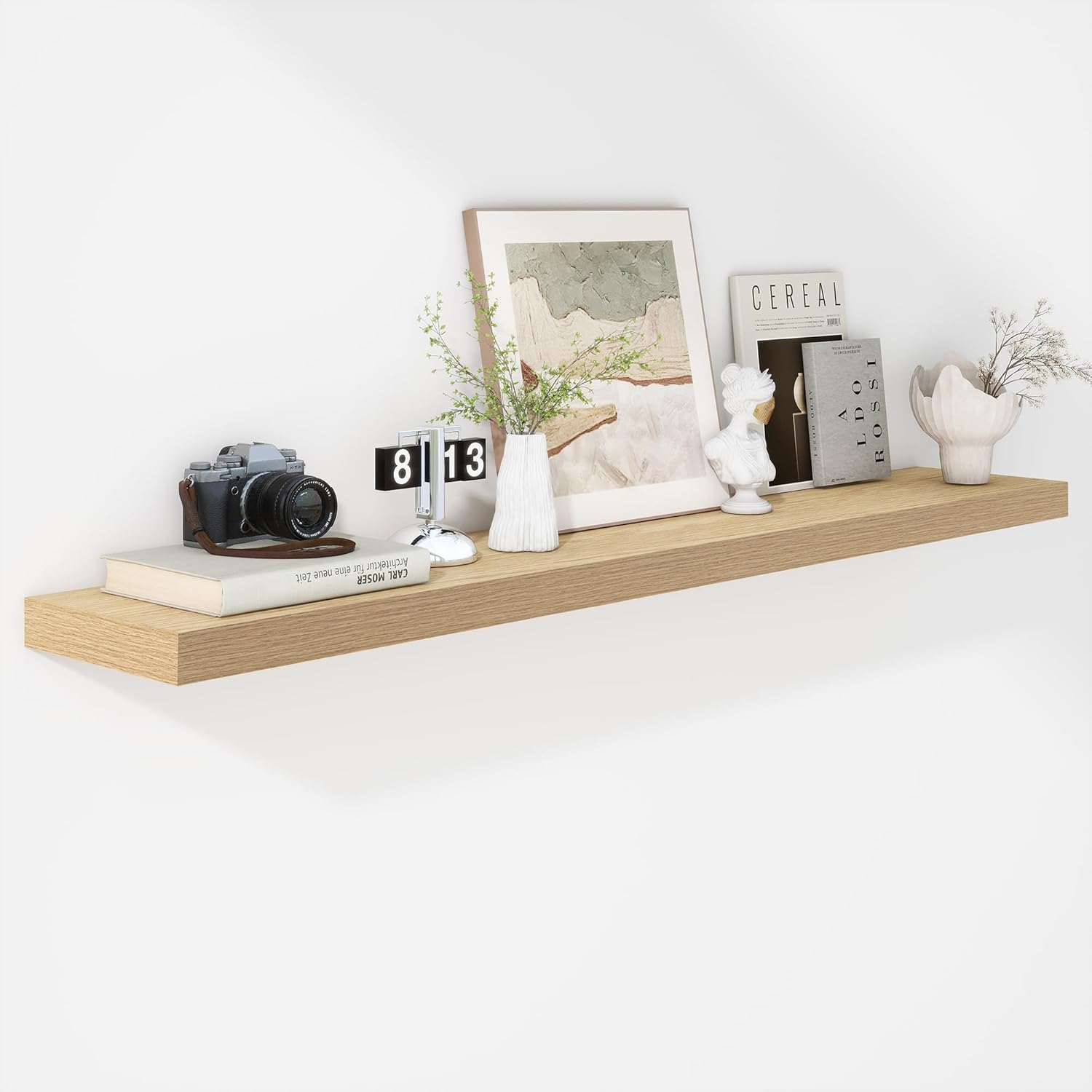 Fun Memories 55 Inch Floating Shelves - 9 Inch Deep Rustic Wooden Wall Shelves - Extra Deeper &