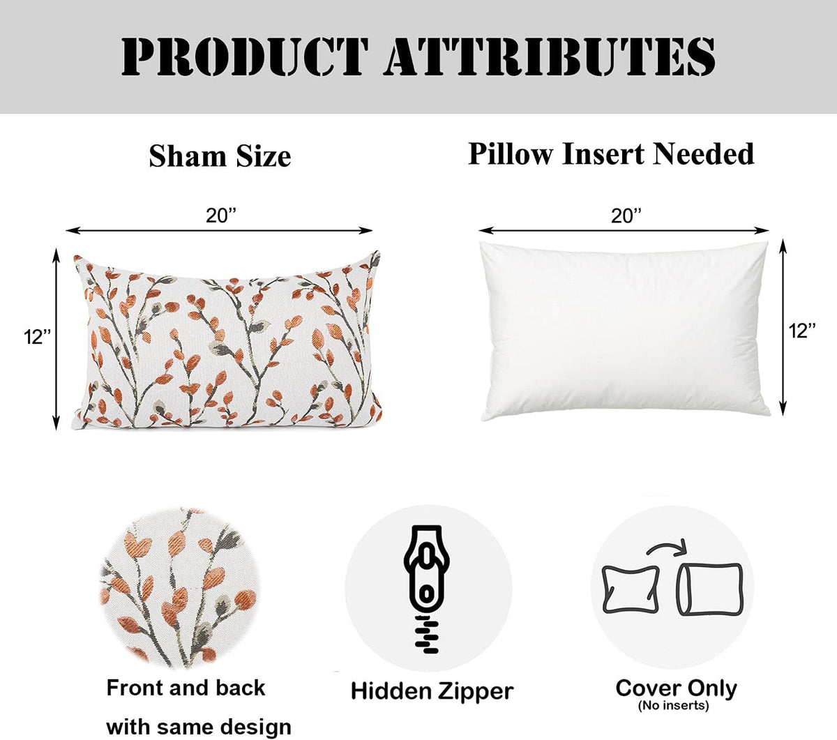 YOUR SMILE Classical Embroidery Jacquard Orange Square Decorative Throw Pillow Case Cushion