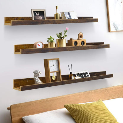 Giftgarden 47 Inch Long Floating Shelves for Wall, Rustic Picture Ledge Large Shelf for Living Room