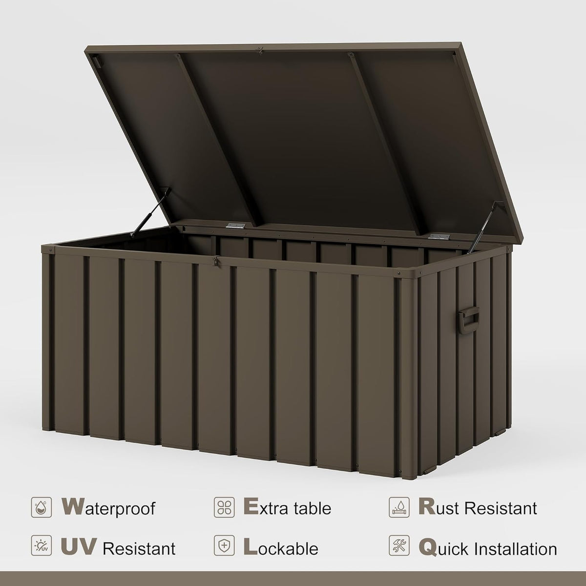 PURPLE LEAF Outdoor Deck Box 100 Gallon Waterproof Lockable Storage Box Container with Lid Deck