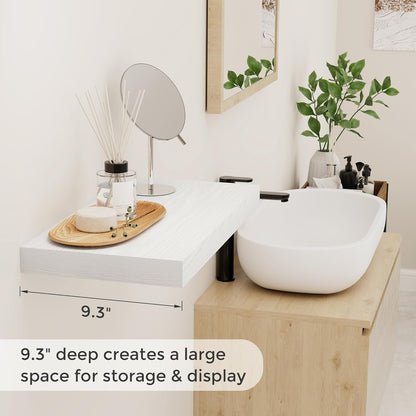 Fun Memories White Floating Shelves 16 Inch Long, 9 Inch Deep Wall Shelf for Bathroom, 16 x 9