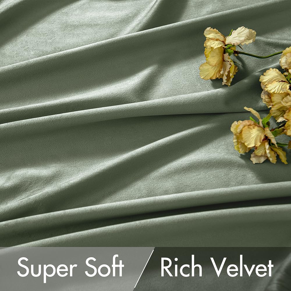 MIULEE Sage Green Polyester Curtains 96 inches 2 Panels - Pinch Pleated Luxury Room Darkening
