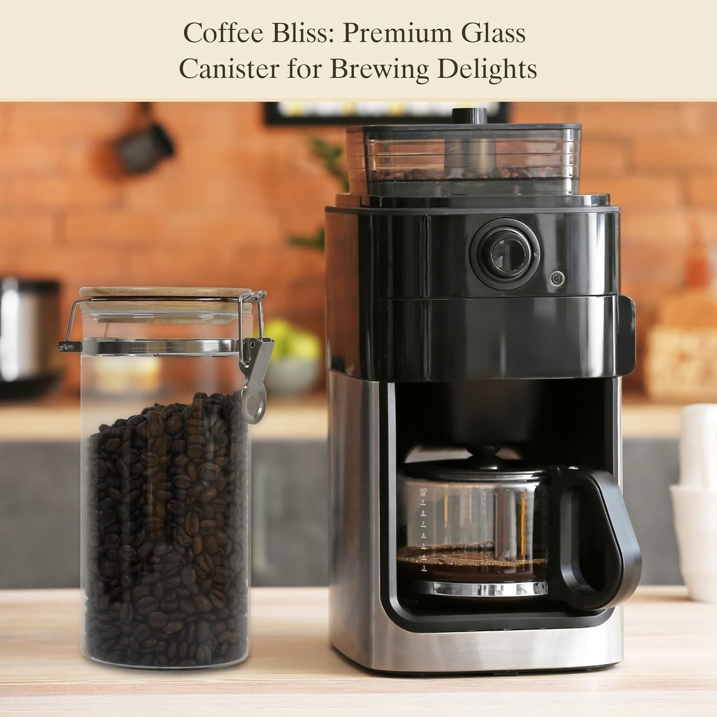 Glass Coffee Canister Coffee Containers for Ground Coffee Coffee Bean Storage Airtight Seal with