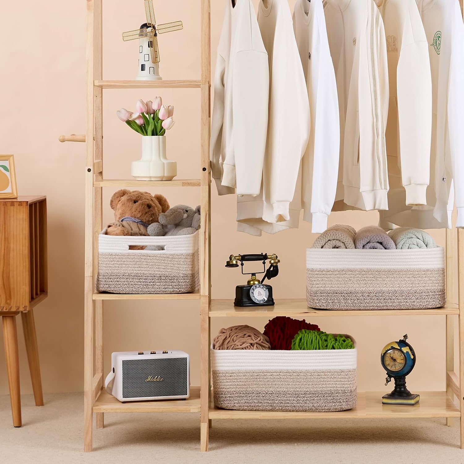 Large Storage Baskets for Shelves, Closet Organizers Bins for Clothes Blanket Towels, Baby Nursery