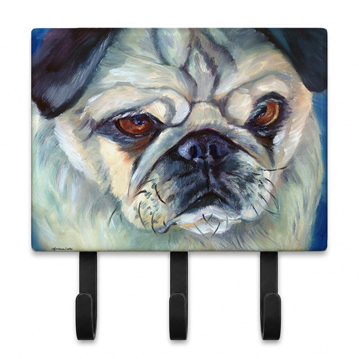 Caroline's Treasures 7422TH68 Pug in Thought Leash or Key Holder, Wall Hooks, Key Hooks Holder
