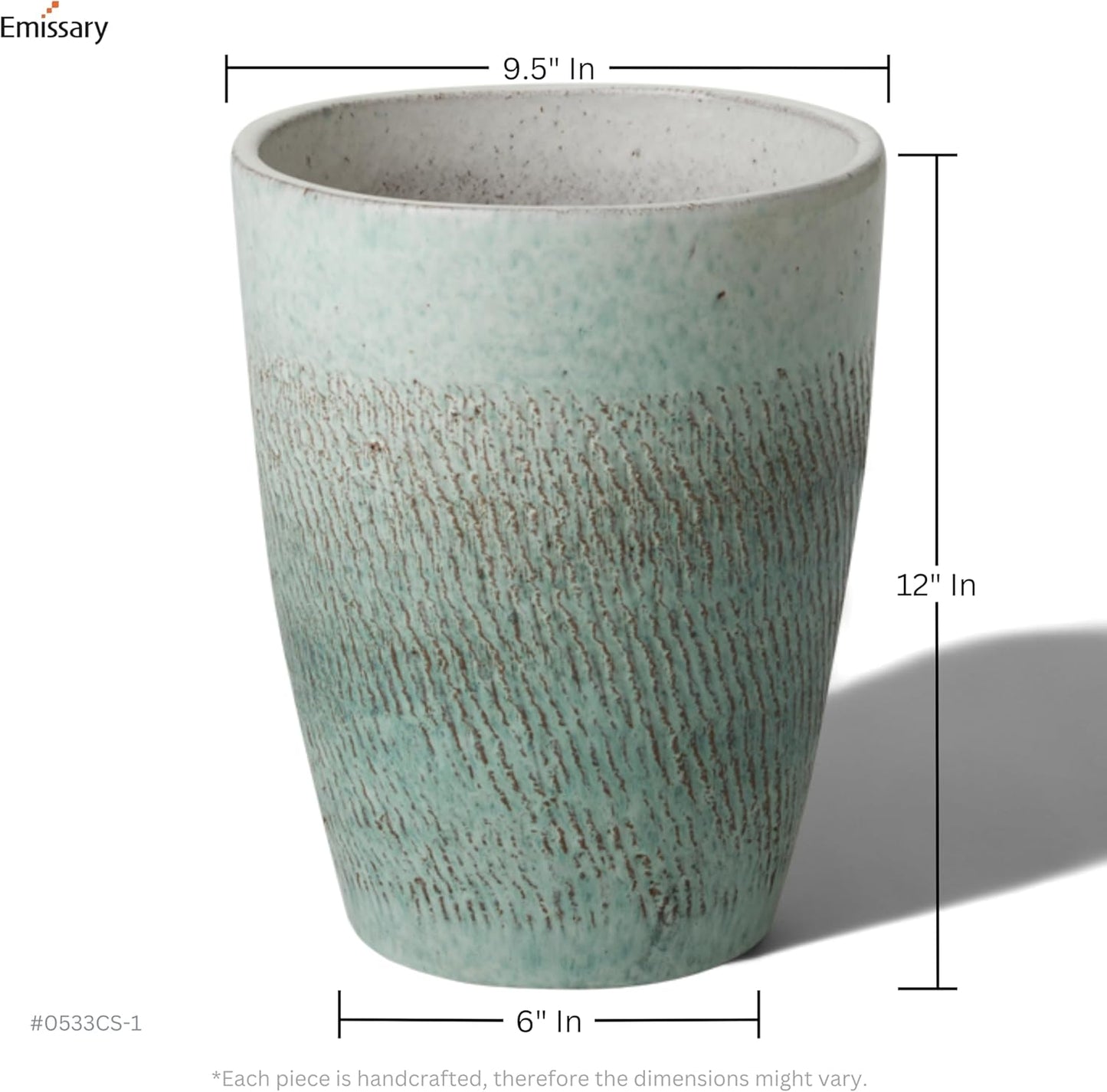 Emissary Bullet 9.5 in. Coastal Splash Ceramic Round Planter (9.5 in. L x 9.5 in. W x 12 in. H)