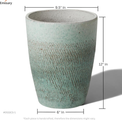 Emissary Bullet 9.5 in. Coastal Splash Ceramic Round Planter (9.5 in. L x 9.5 in. W x 12 in. H)