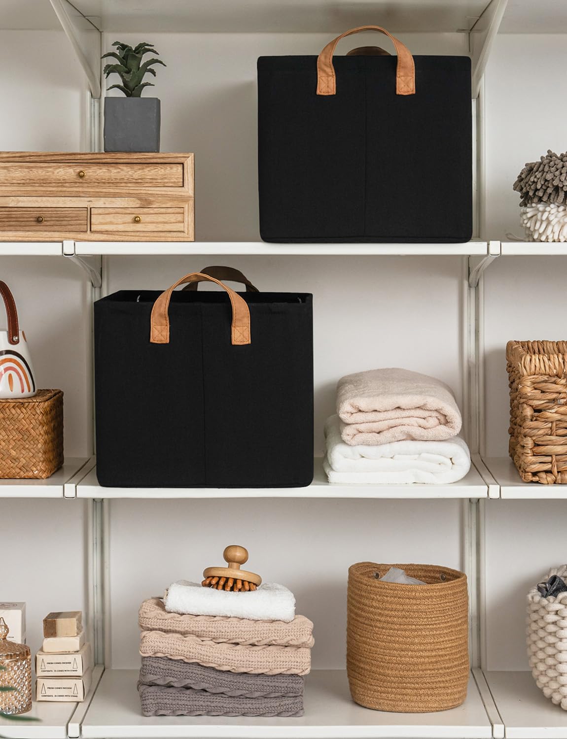 StorageWorks Storage Bins, Fabric Storage Bins for Shelves, Large Storage Baskets with Metal Frame