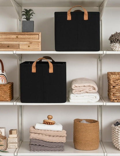 StorageWorks Storage Bins, Fabric Storage Bins for Shelves, Large Storage Baskets with Metal Frame