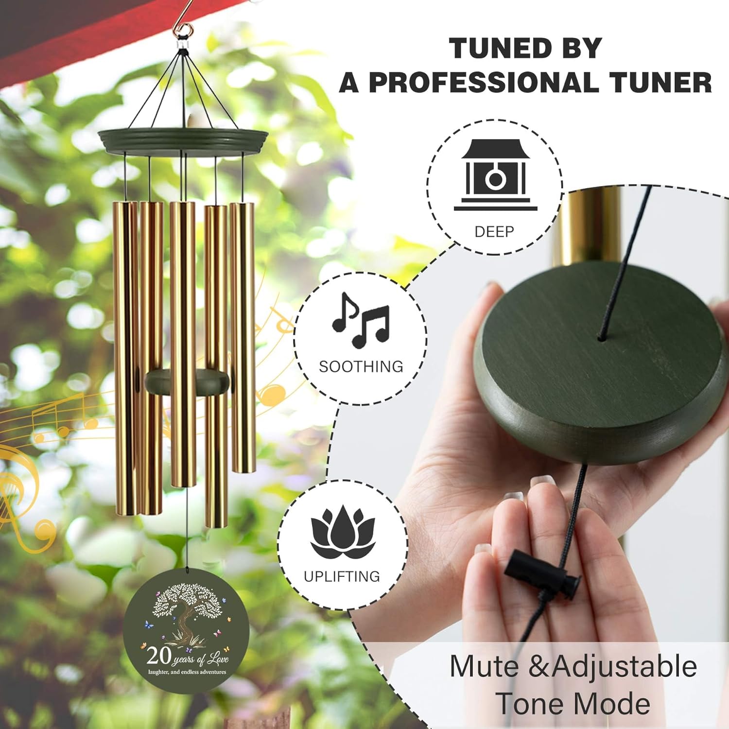 ASTARIN 20th Wind Chimes for Couple, Personalized Wind Chimes for Anniversary, Couple Gifts for