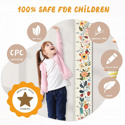 Personalized Name Growth Chart Wall Decor for Kids – Canvas Removable Height Chart Measuring Ruler
