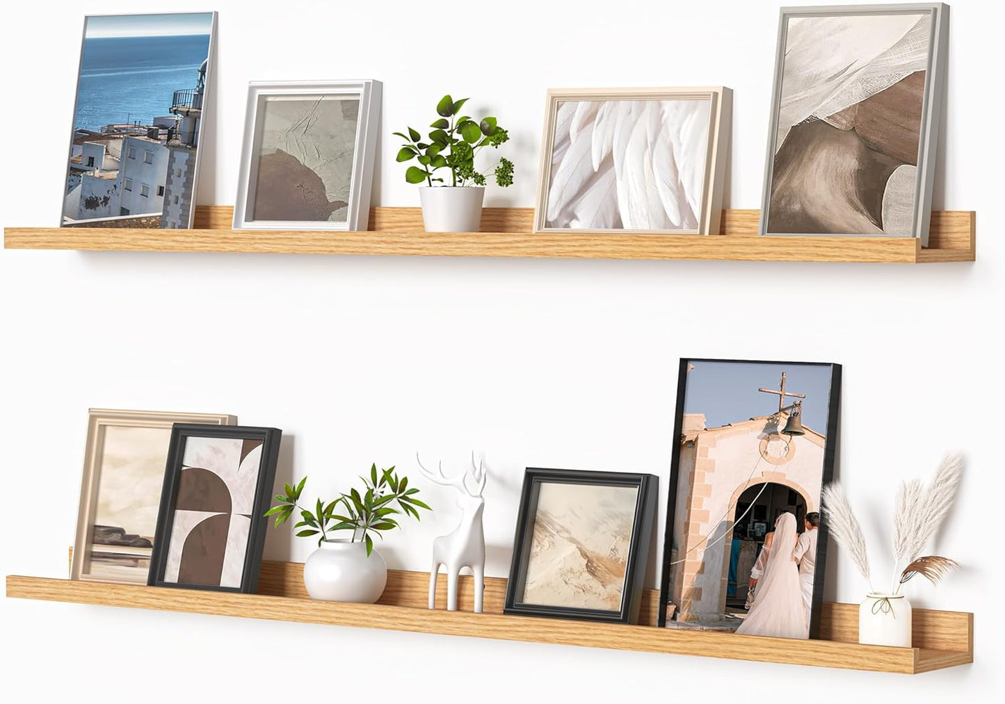 Heimlove Picture Ledge Shelf, Floating Shelves Set of 2, 48 Inches Picture Shelf for Wall with