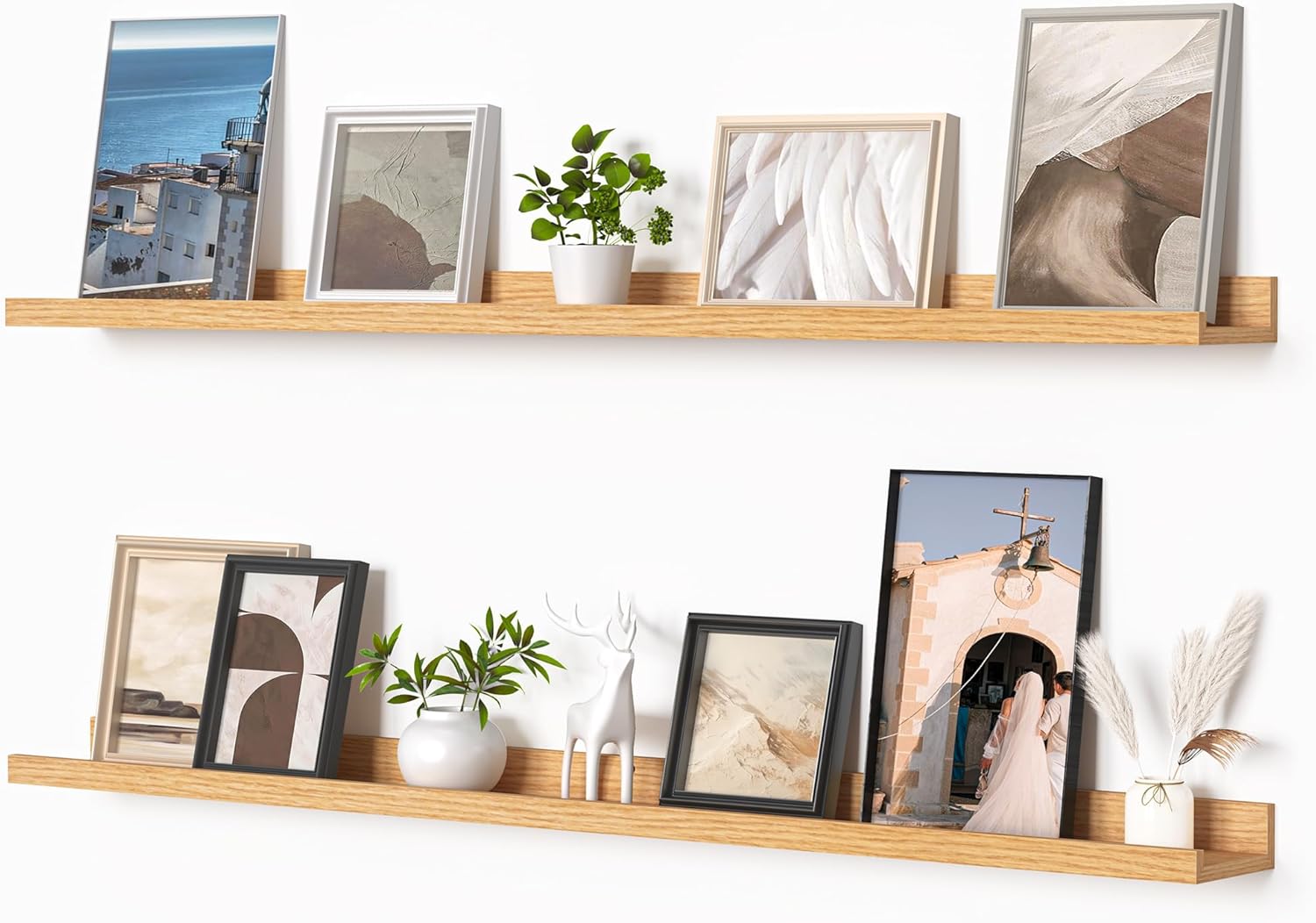 Heimlove Picture Ledge Shelf, Floating Shelves Set of 2, 48 Inches Picture Shelf for Wall with