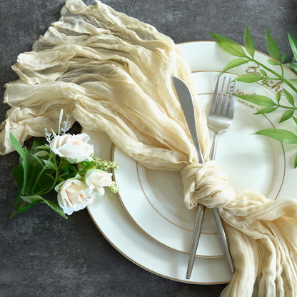 Sioloc 10 Pack Beige Cheesecloth Table Runner Fall Autumn Decor for Home 10ft Table Cloth for Tea