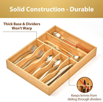 Umilife Kitchen Drawer Organizer, 12.5 Inch Silverware Utensil Tray Holder, Extra Deep, with