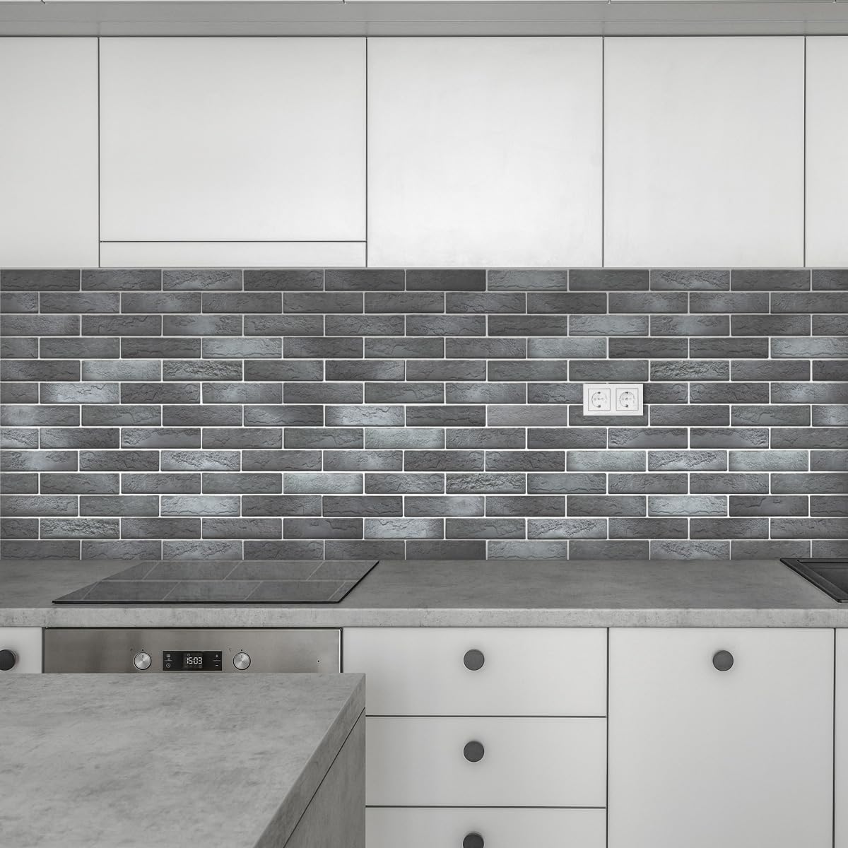 Vintage Faux Brick Wall Tiles, 3D Thin Brick Veneers for Bedroom, Bathroom, Kitchen, Fireplace and