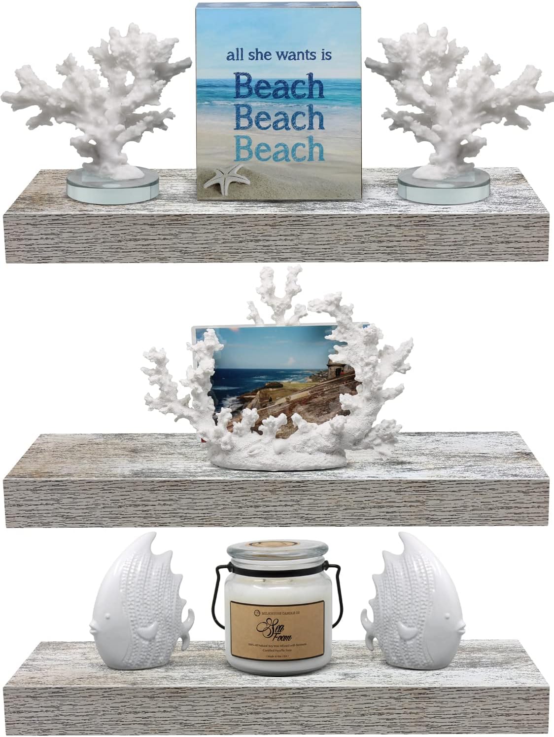 Sorbus Floating Shelves - 3 Pack 16 Inch Rustic Wall Shelves for Bedroom, Kitchen, Living Room