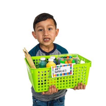 Really Good Stuff Large Plastic Neon Green Book Basket, 13.25" x 10" x 5.5"