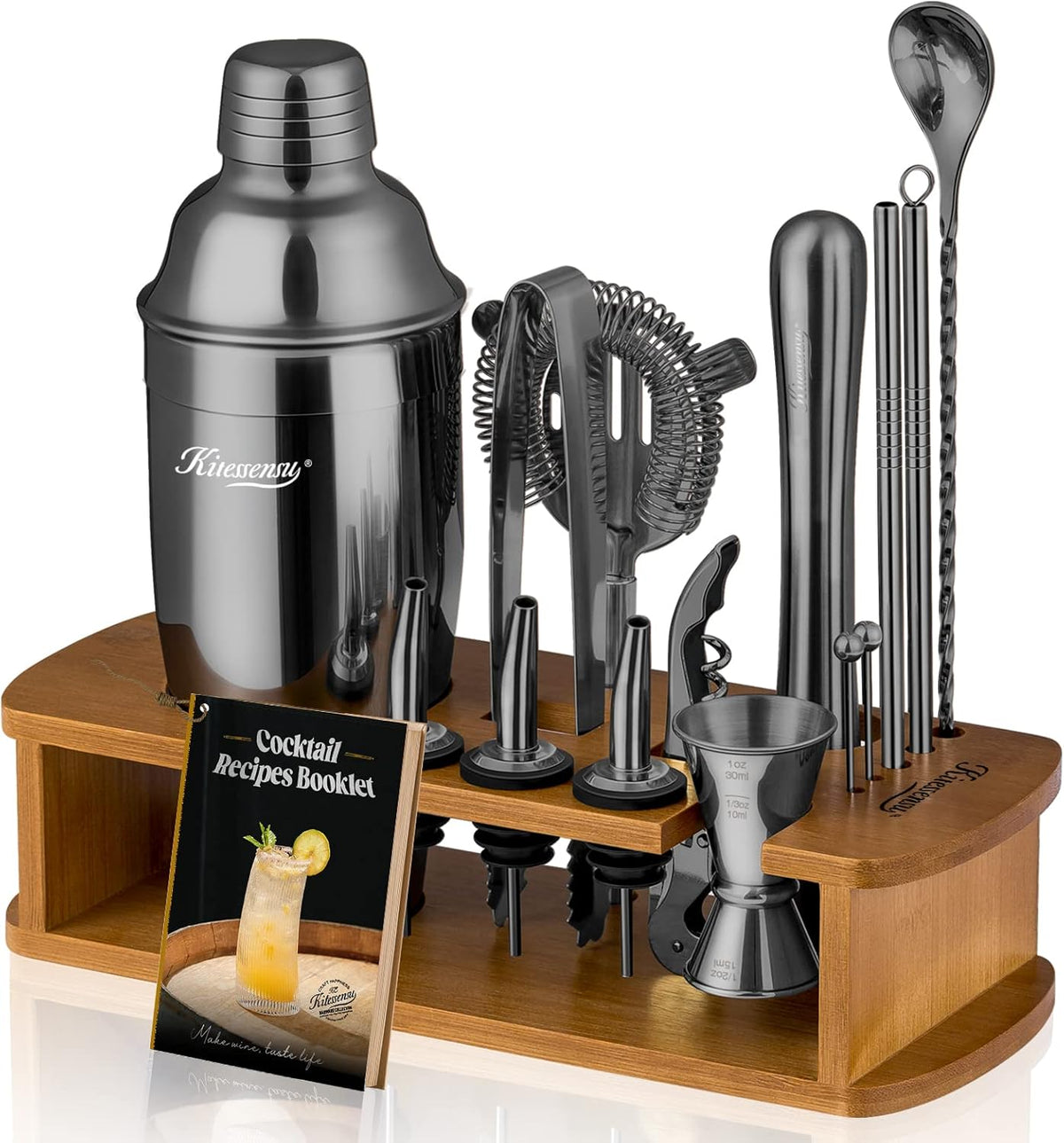 KITESSENSU Cocktail Shaker Set Bartender Kit with Stand | Bar Set Drink Mixer Set with All