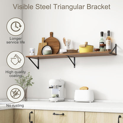 12 Inch Deep Floating Shelves,48W x 12D Floating Shelves, Deep Wall Shelves Bracket Set of 2, Large