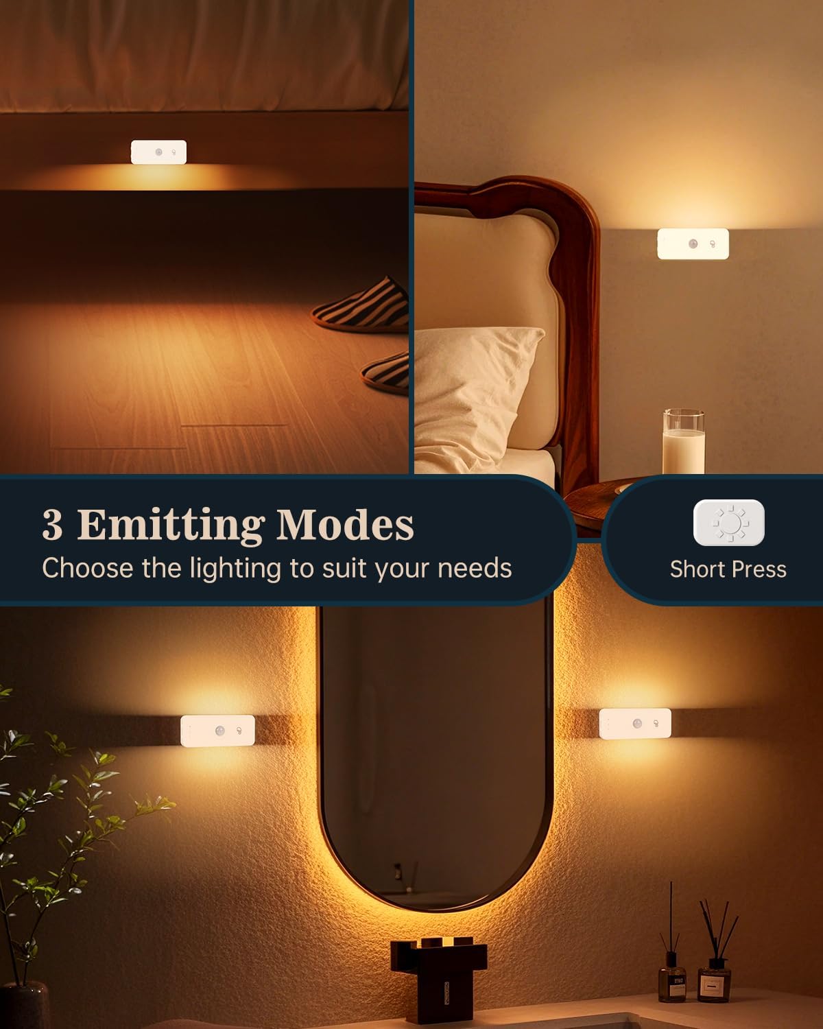 Yiliaw Motion Sensor Night Lights Indoor - Rechargeable Stick-On Stair Lights with Wireless