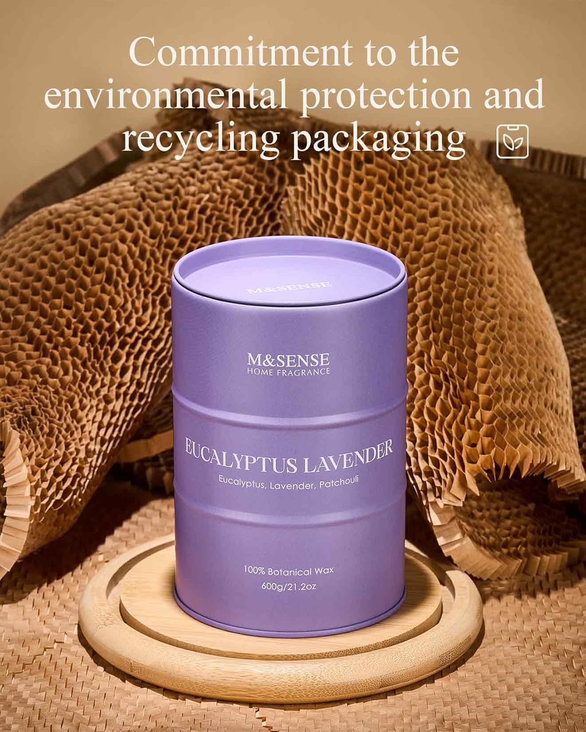 M&SENSE Eucalyptus Lavender Scented Candles Large, Natural Soy Candles 21.2oz 120 Hour Slow