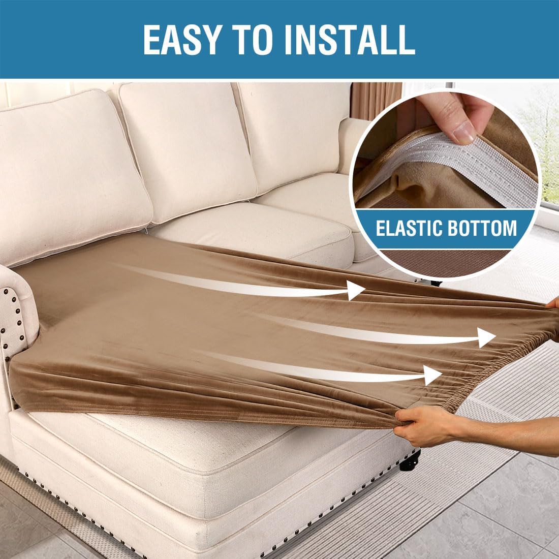 H.VERSAILTEX Velvet Stretch Individual Chaise Cover Sectional Couch Covers for L Shaped Sofa Both