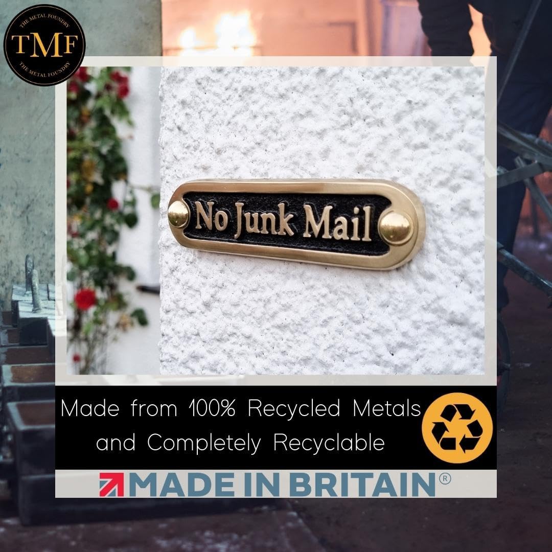 No Junk Mail Metal Brass Door Sign. Traditional Style Home Décor Wall Plaque Handmade By The Metal