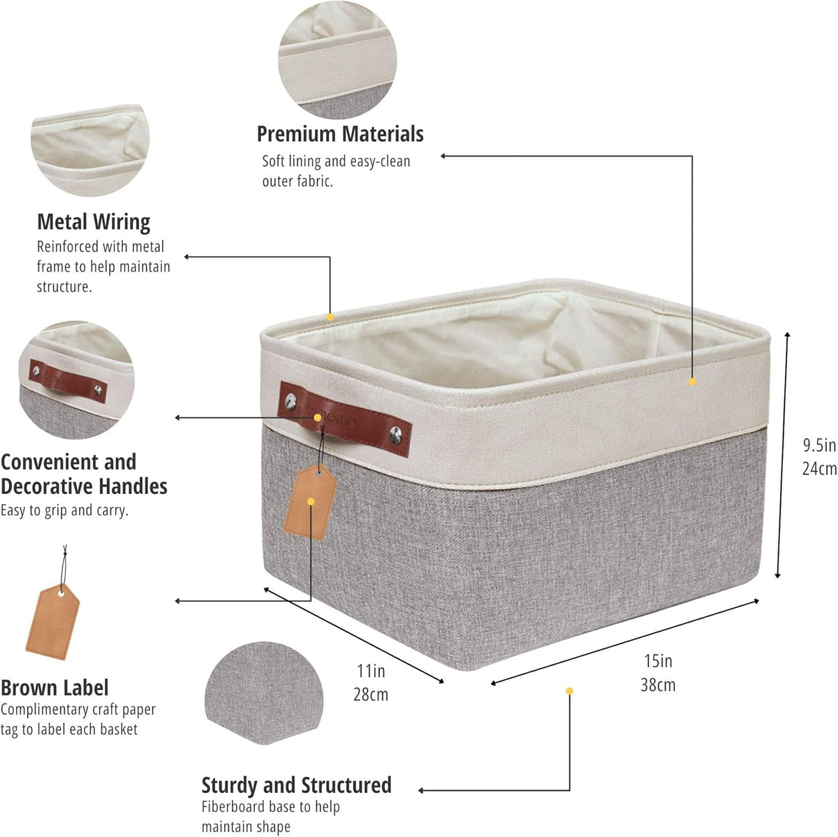 DECOMOMO Storage Bins Fabric Storage Baskets for Shelves, Linen Closet Organization Toys Nursery
