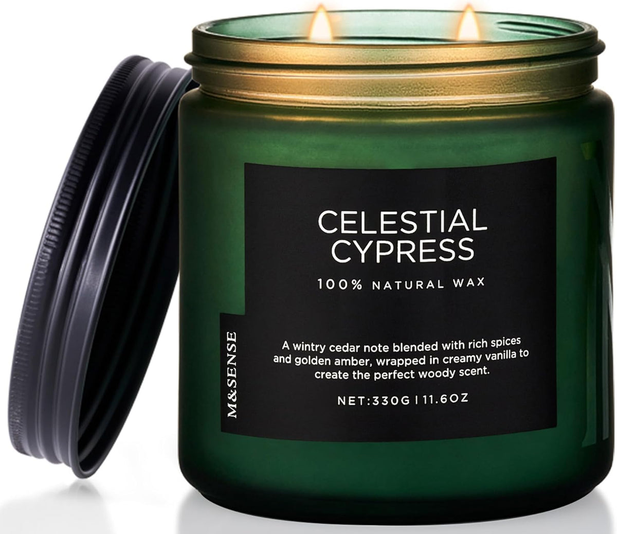M&SENSE Celestial Cypress - Cedarwood Spice Scent Natural Soy Wax Highly Scented Candle, 11.6oz 2