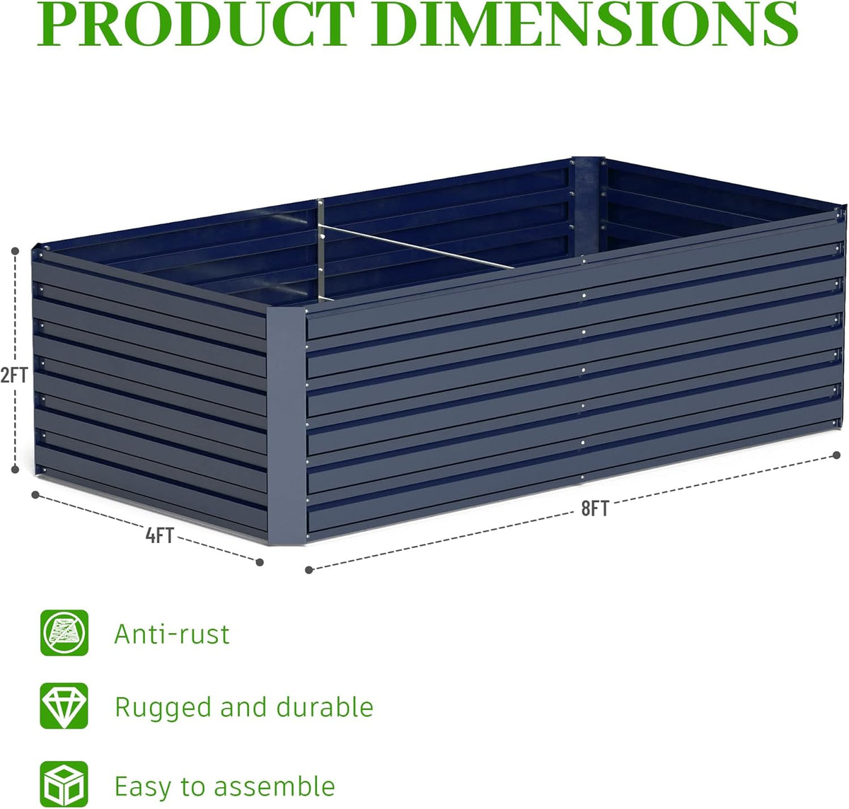 8x4x2 ft Outdoor Raised Garden Bed, Large Metal Planter Raised Beds, Planters for Outdoor Plants