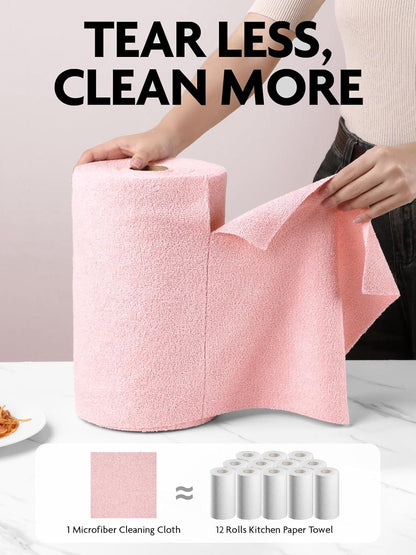 Fantasticlean Microfiber Cleaning Cloth Roll -90 Pack, Tear Away Microfiber Towels, 12" x 12"