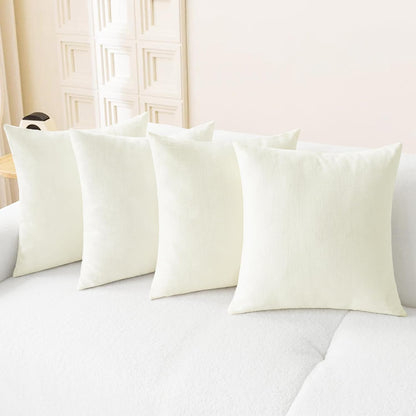 CaliTime Throw Pillow Covers Decorative 18 X 18 Inches Pack of 4 Cozy Chenille Cushion Cases for