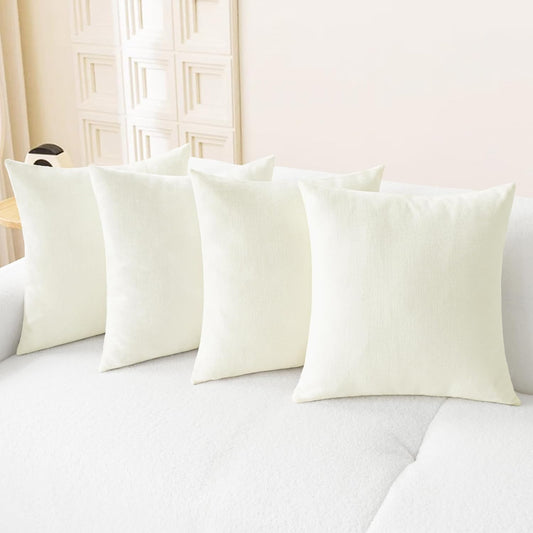 CaliTime Throw Pillow Covers Decorative 18 X 18 Inches Pack of 4 Cozy Chenille Cushion Cases for