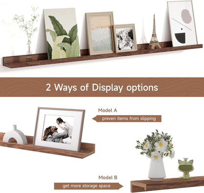 Picture Ledge Shelf for Wall, Floating Shelves Set of 4, 48 Inch Long Nursery Book Shelves for Toys