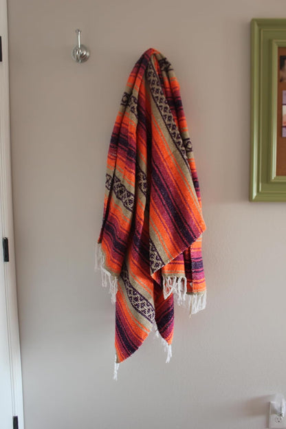 Del Mex Classic Mexican Blanket, Large Authentic Woven Falsa Throw (70"x50"), Artisan Southwest