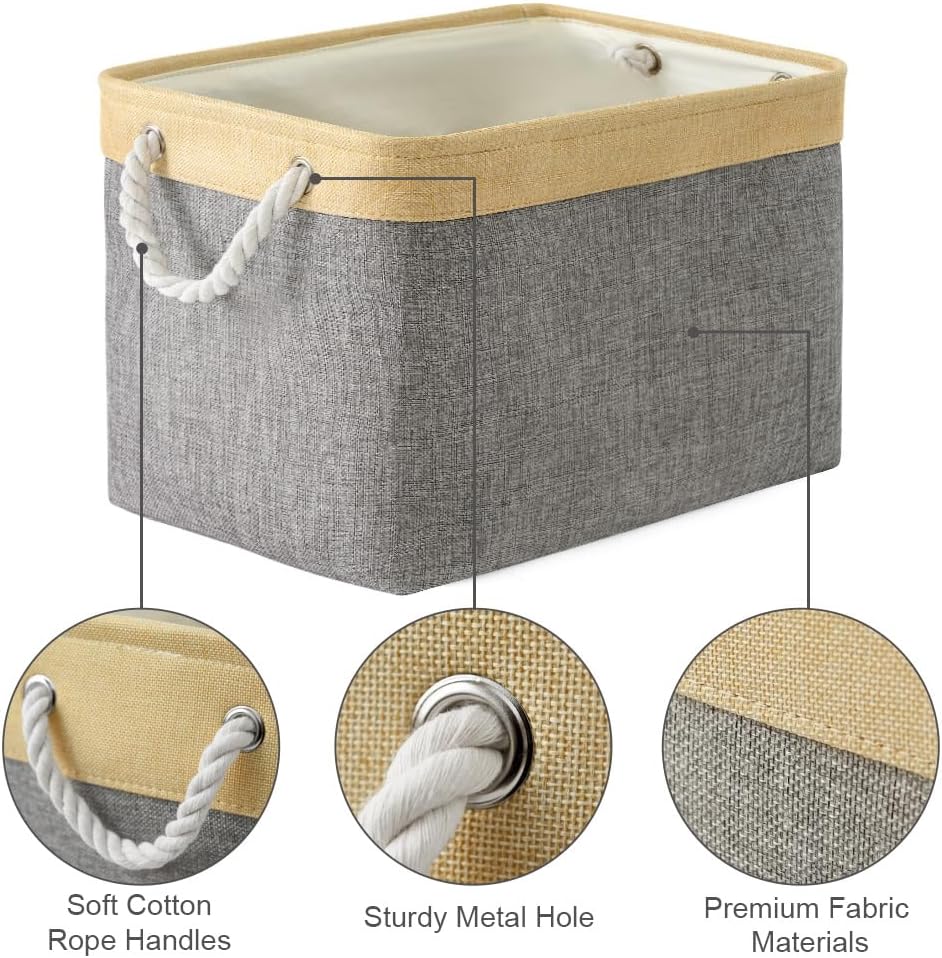 TheWarmHome Storage Basket for Organizing - Fabric Large Cubes 3 Pack 16x12x12 inch Baskets, Cube